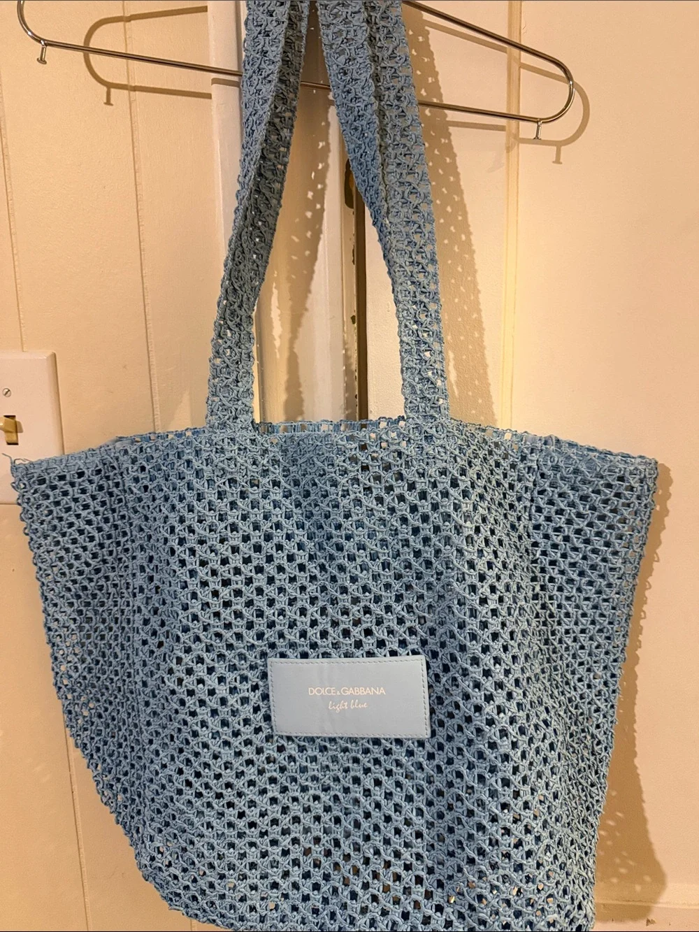 Dolce & Gabbana Light Blue Knit Tote Bag